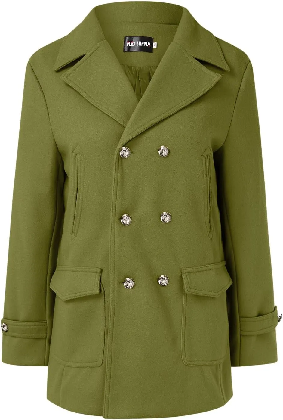 PeQAQ Women's Elegant Blazers Single Breasted Coat Winter Long Sleeve Mid Woolen Overcoat Work Office Pea Jackets Overcoats
