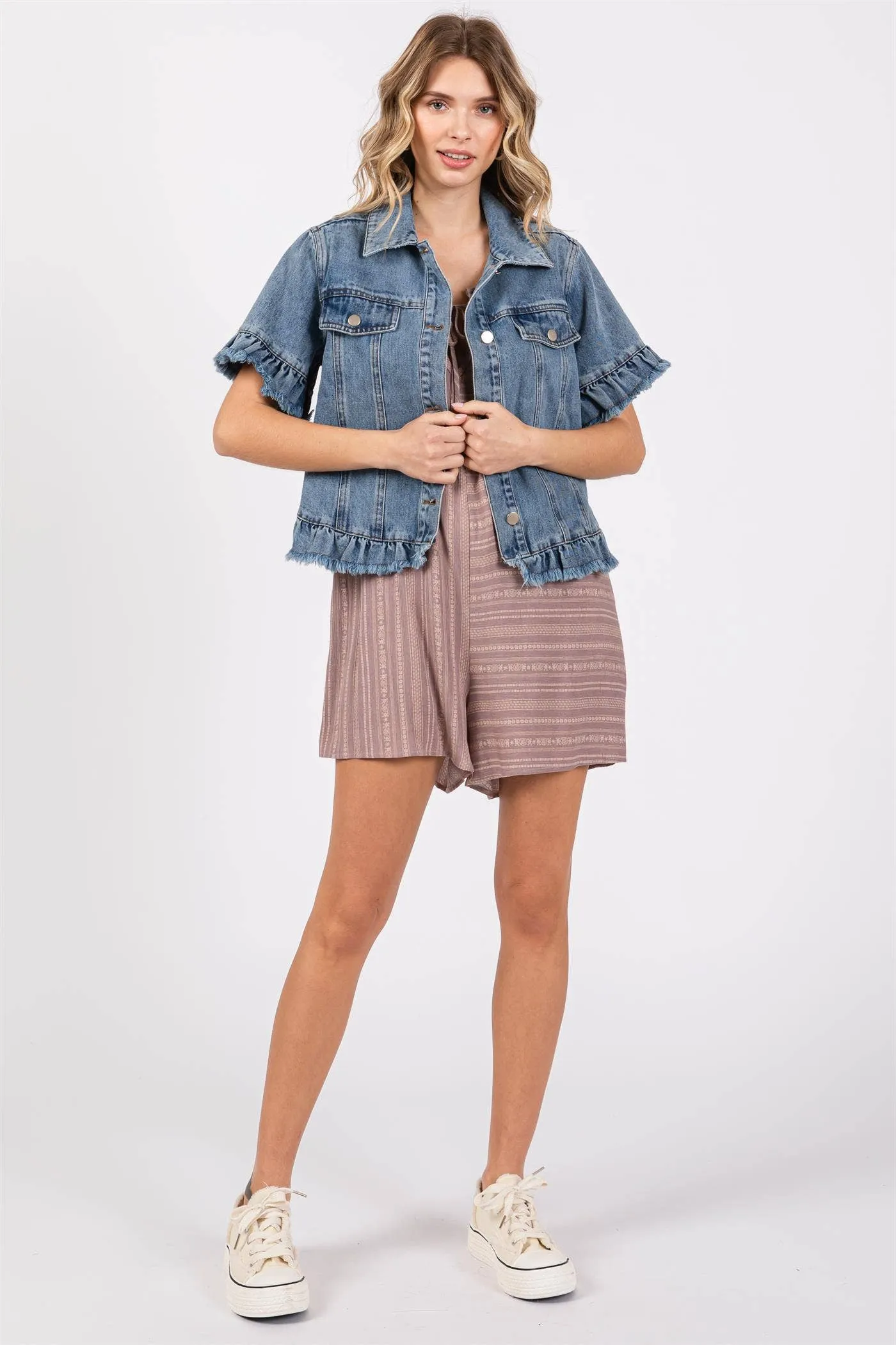 Plus Raw Edge Denim Jacket