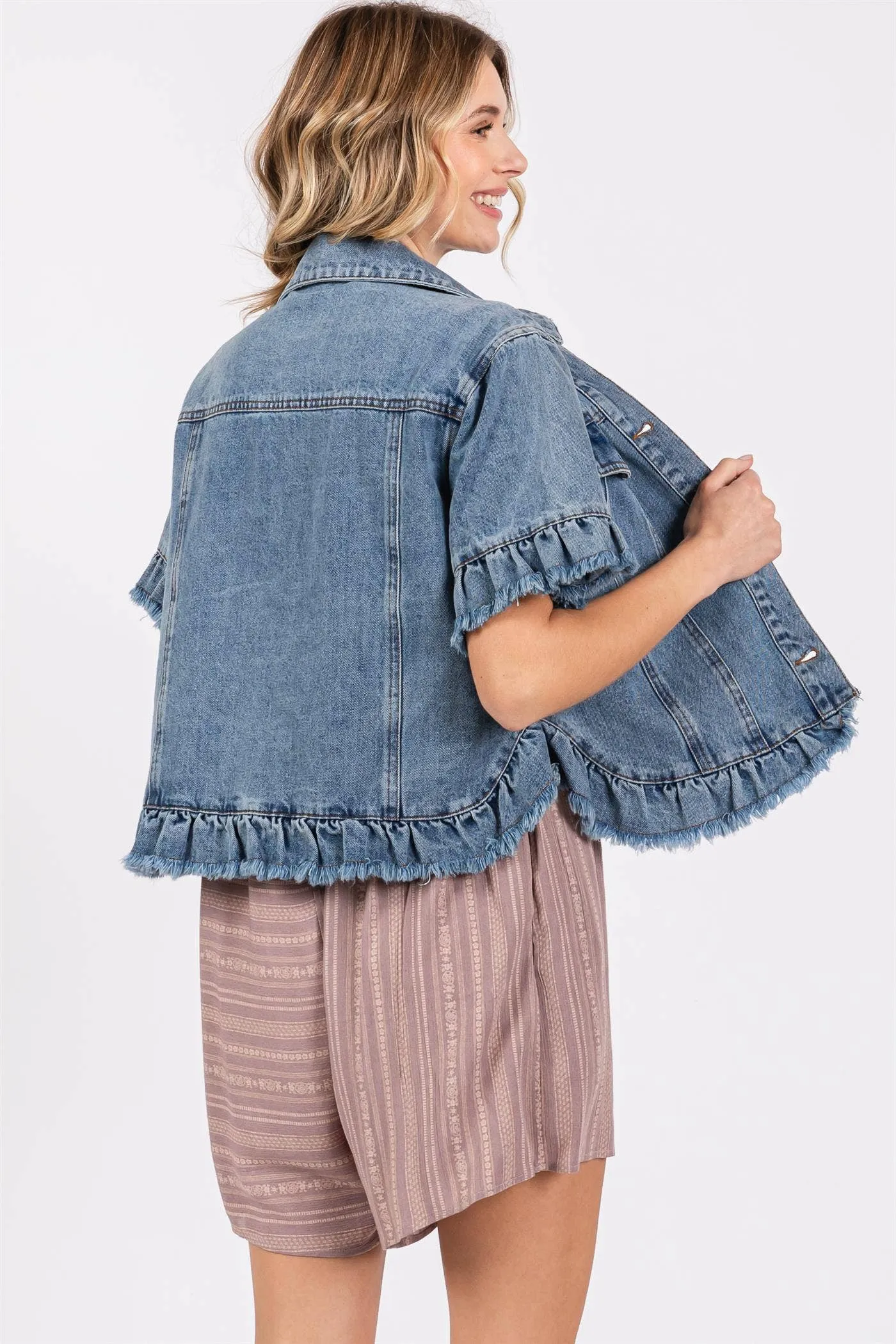 Plus Raw Edge Denim Jacket