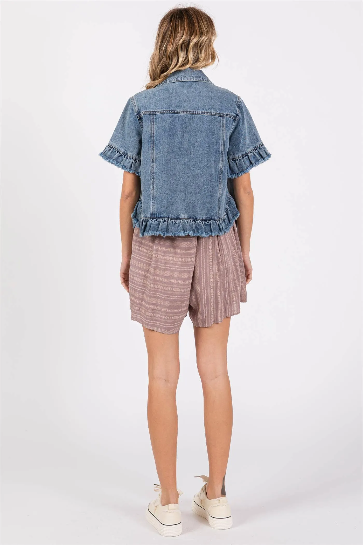 Plus Raw Edge Denim Jacket