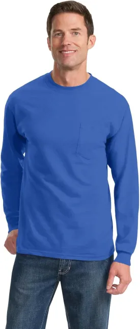 Port & Company Men's Long Sleeve Essential T Shirt with Pocket