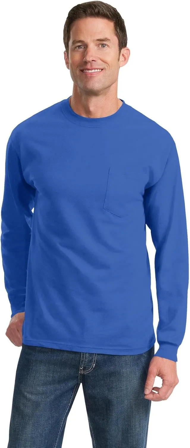 Port & Company Men's Long Sleeve Essential T Shirt with Pocket