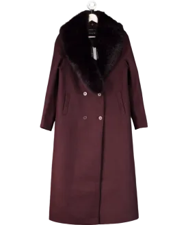 River Island Purple Faux Fur Collar Double Breasted Coat UK 8