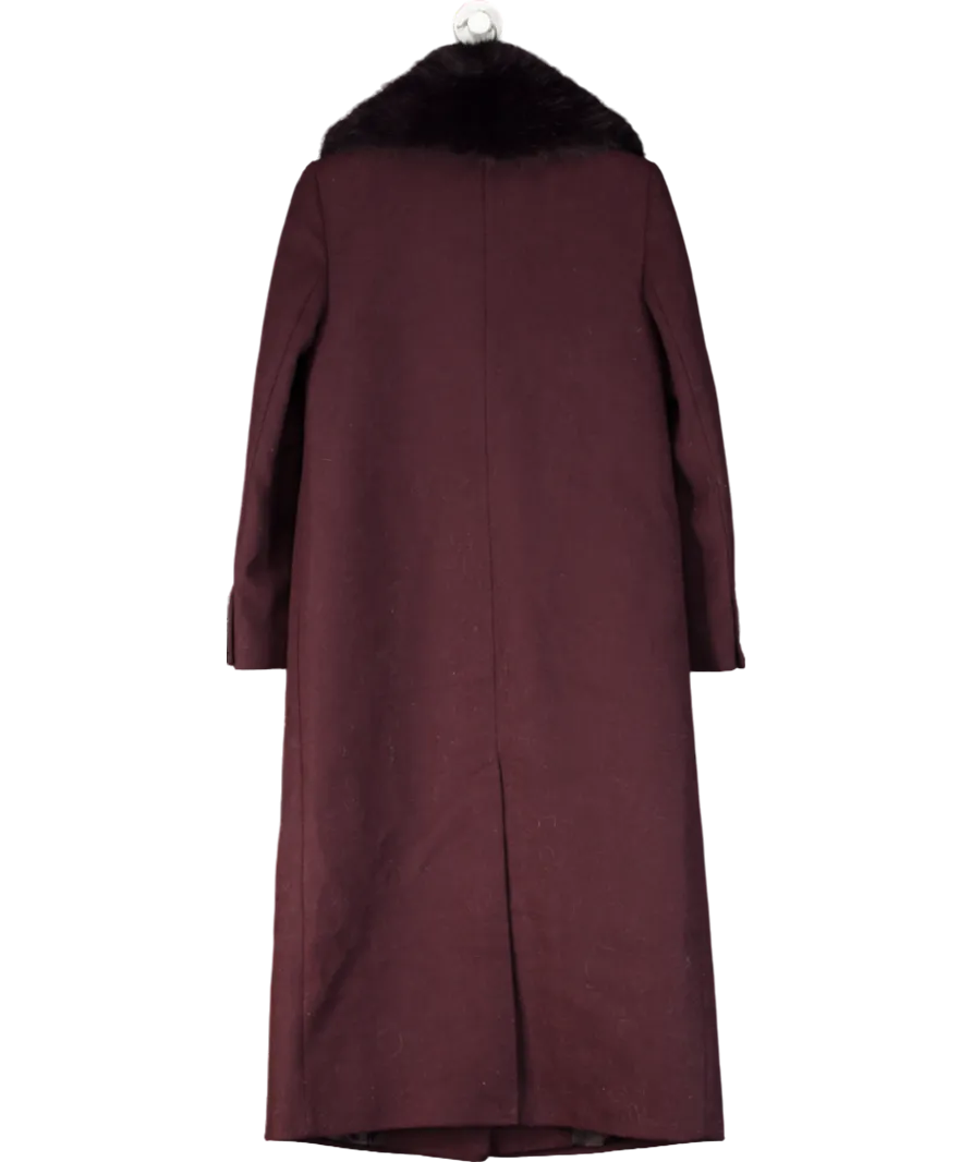 River Island Purple Faux Fur Collar Double Breasted Coat UK 8