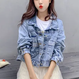 Short Casual Blue Denim Jacket