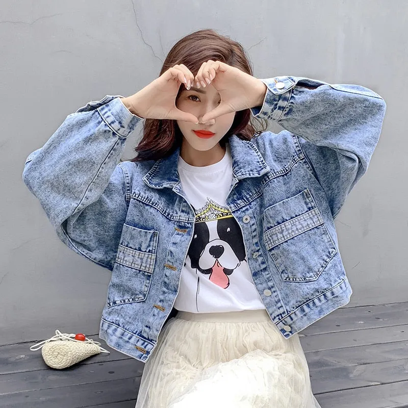 Short Casual Blue Denim Jacket