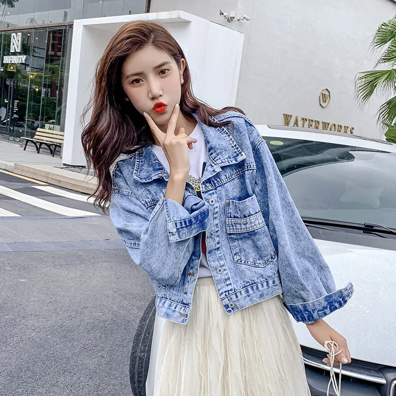 Short Casual Blue Denim Jacket
