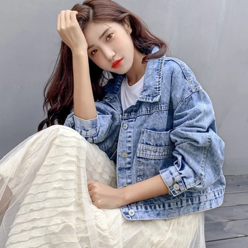Short Casual Blue Denim Jacket