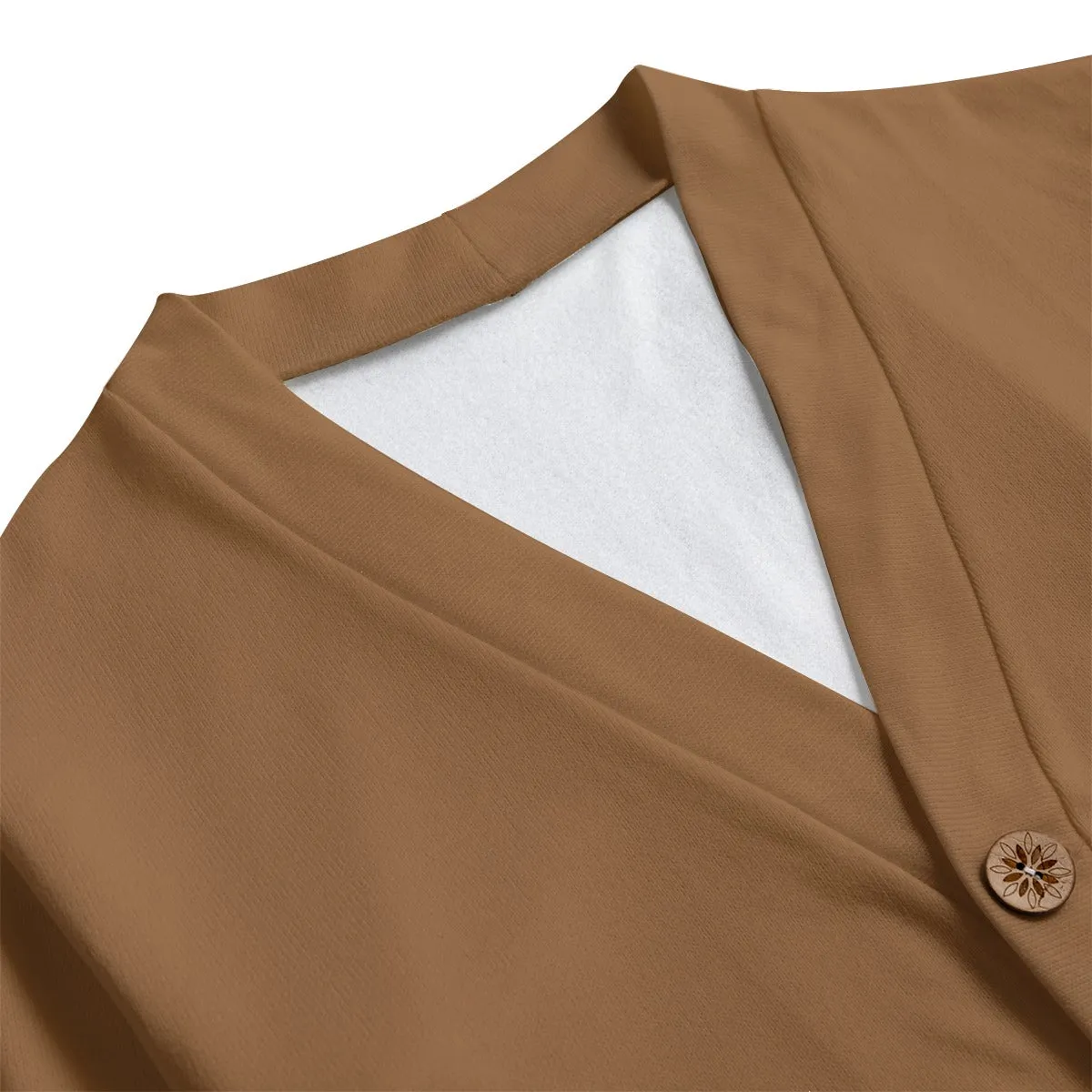 Sixty Eight 93 Logo White Chocolate Unisex V-Neck Knitted Fleece Cardigan