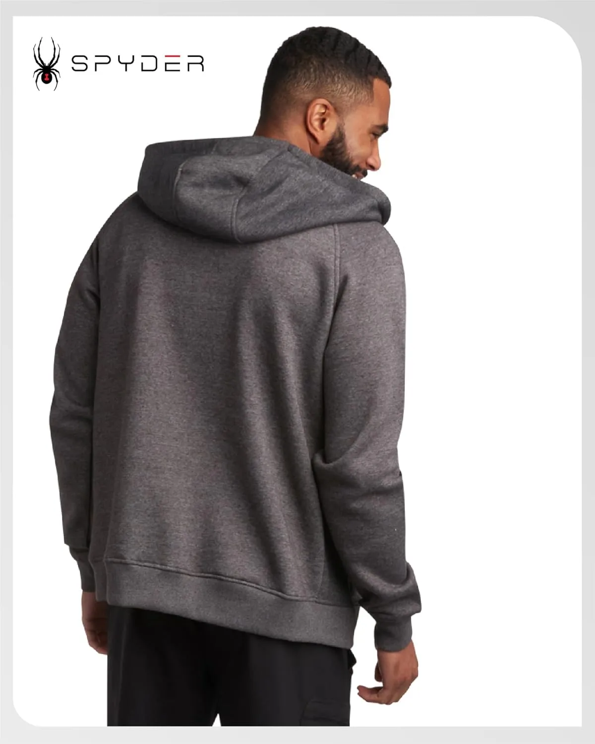 Spyder Mens Zip Up Hoodie - UPF30  Super Soft Fleece Sweatshirt, Warm Athletic Hoodies for Men with Secure Zip Pockets (S-XL)