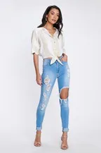 Super Distressed Skinny Denim Jean