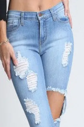 Super Distressed Skinny Denim Jean