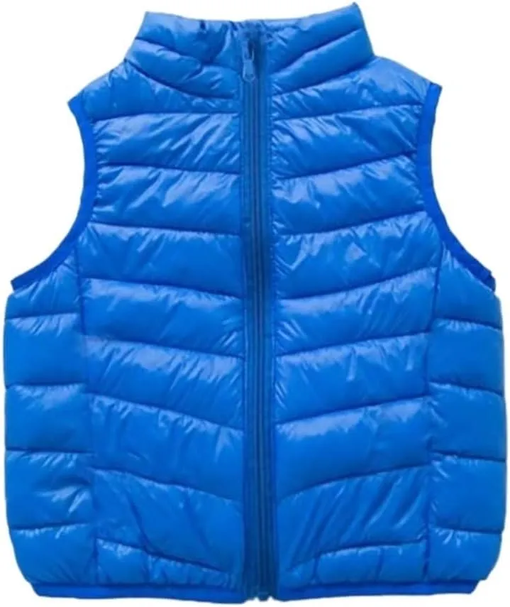 Vest Lightweight Boys Girls Down Vest Puffer Vest High Neck Quilted Outwear Sleeveless Zipper Up Puffer Vest Outdoor(Blue1,3X-Large)