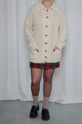 Vintage Beige Knitted Cable Cardigan Size L/XL