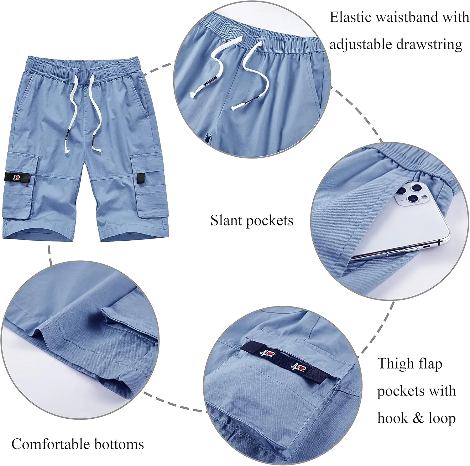VtuAOL Women's Cargo Shorts Elastic Waist Comfy Cotton Loose Fit Shorts
