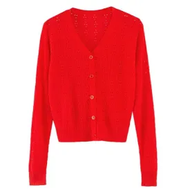 Wolfie Knit Cardigan In Red