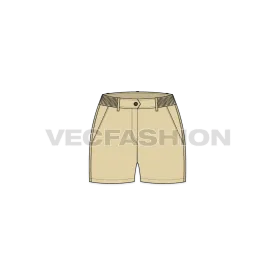 Women's Casual Khaki Cotton Shorts