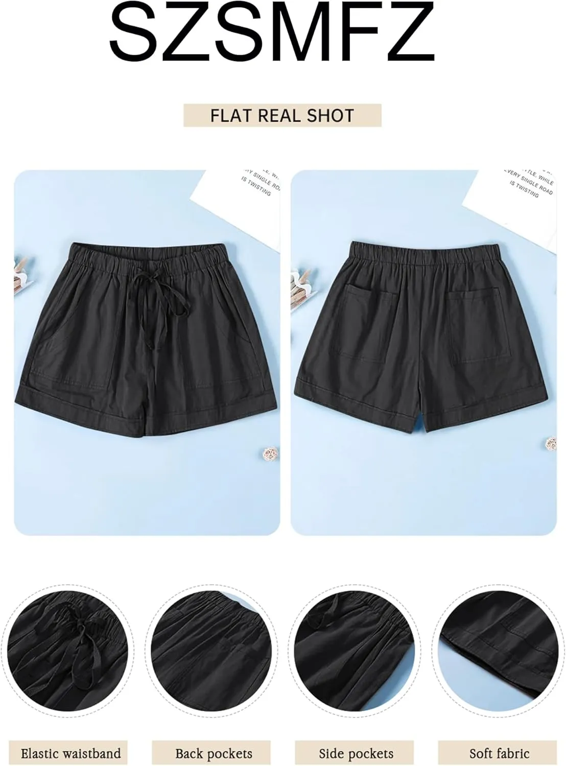 Womens Elastic Waist Drawstring Shorts Beach Shorts Lightweight Athletic Shorts Comfy Short Pants with Pockets