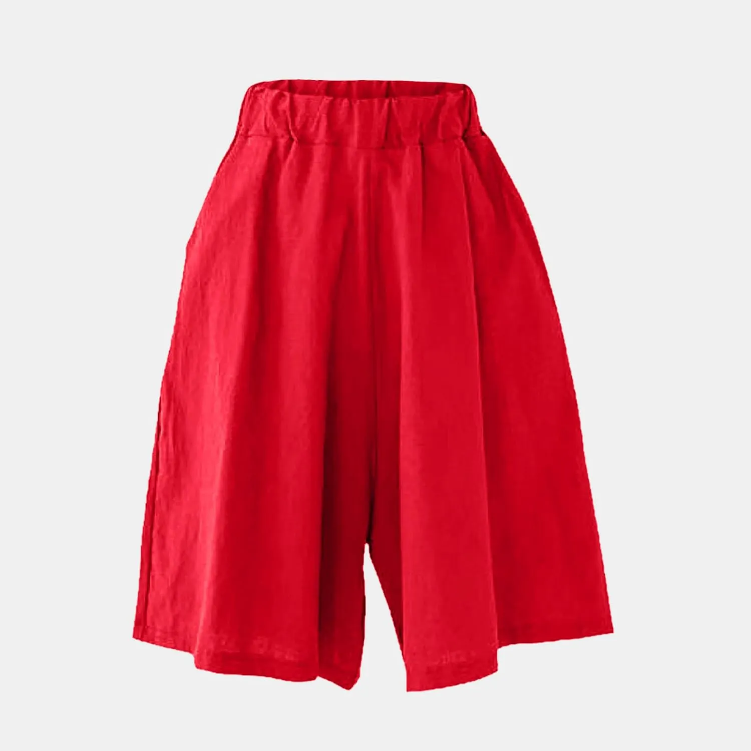 Womens Knee Length Bermuda Shorts Elastic Waist Wide Leg Casual 10" Long Shorts Loose Fit Summer Beach Shorts Pocket