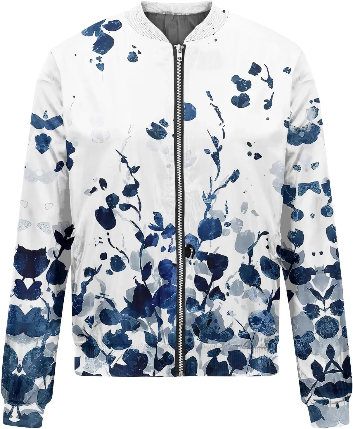 Women's Lightweight Long Sleeve Zip Jacket 2024 Full Zip Bomber Jacket Casual Coat Zip Up Coat Outwear with Pockets