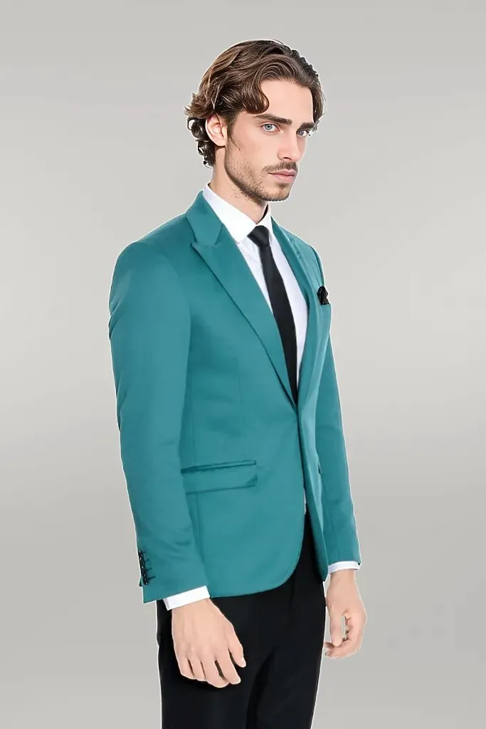 WSS Cotton Slim Fit Plain Green Men Blazer  - Singen