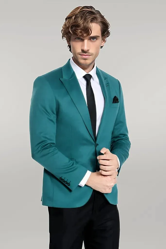 WSS Cotton Slim Fit Plain Green Men Blazer  - Singen