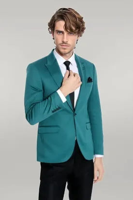 WSS Cotton Slim Fit Plain Green Men Blazer  - Singen