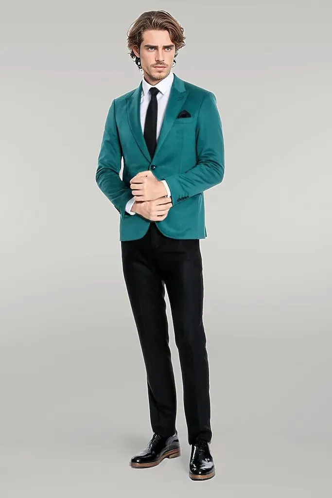 WSS Cotton Slim Fit Plain Green Men Blazer  - Singen