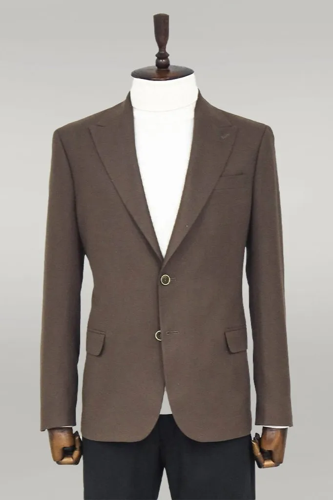 WSS Plain Slim Fit Sport Brown Men Blazer  - Singen