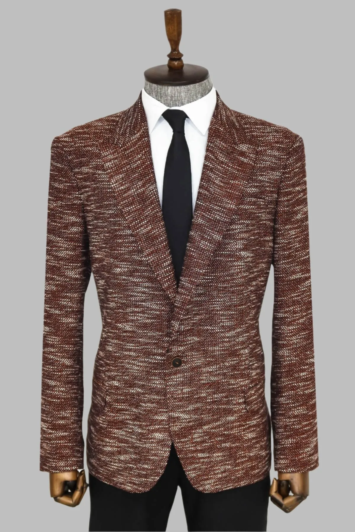WSS Slim Fit Patterned Sport Brown Men Blazer  - Singen