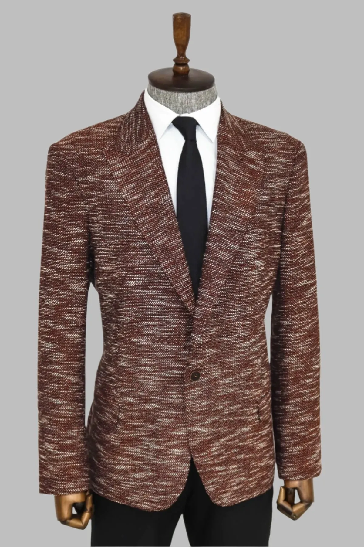 WSS Slim Fit Patterned Sport Brown Men Blazer  - Singen