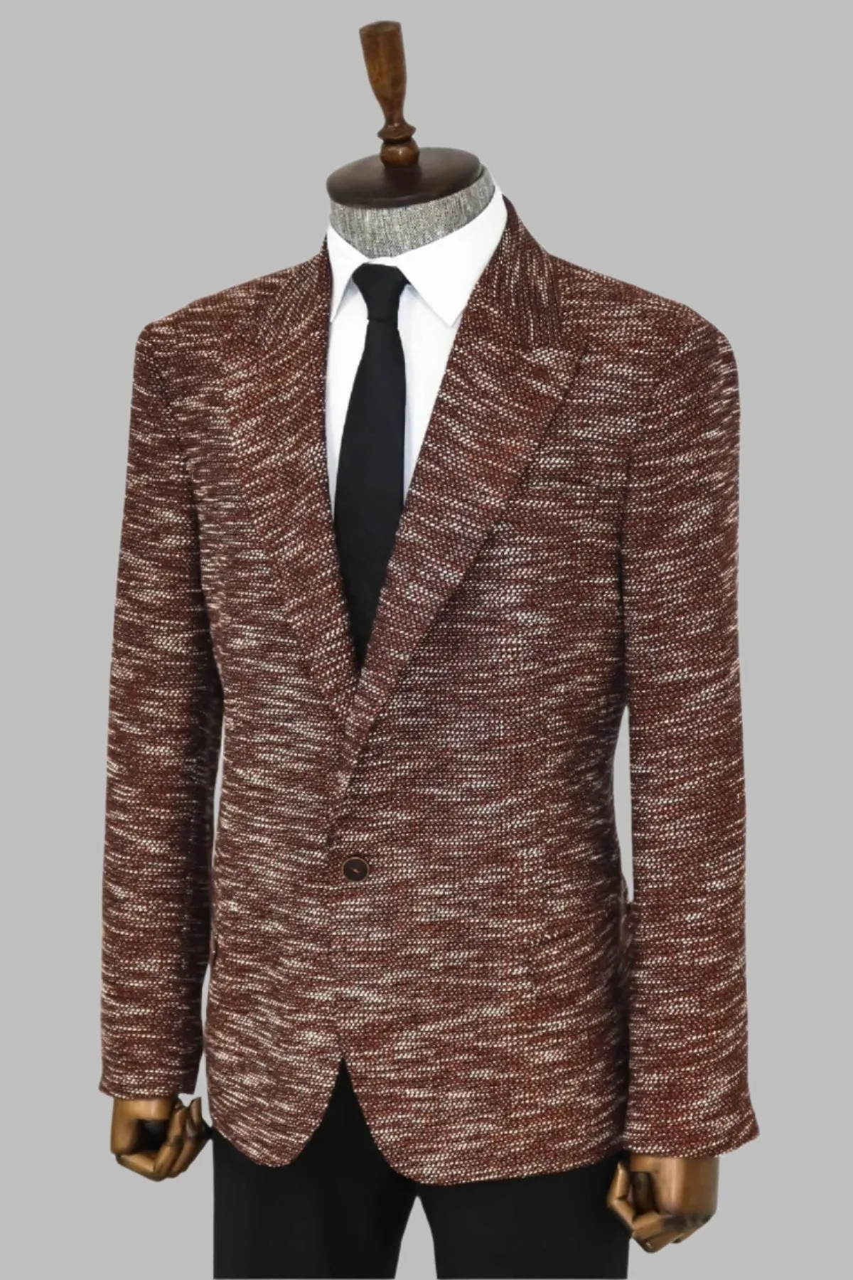 WSS Slim Fit Patterned Sport Brown Men Blazer  - Singen