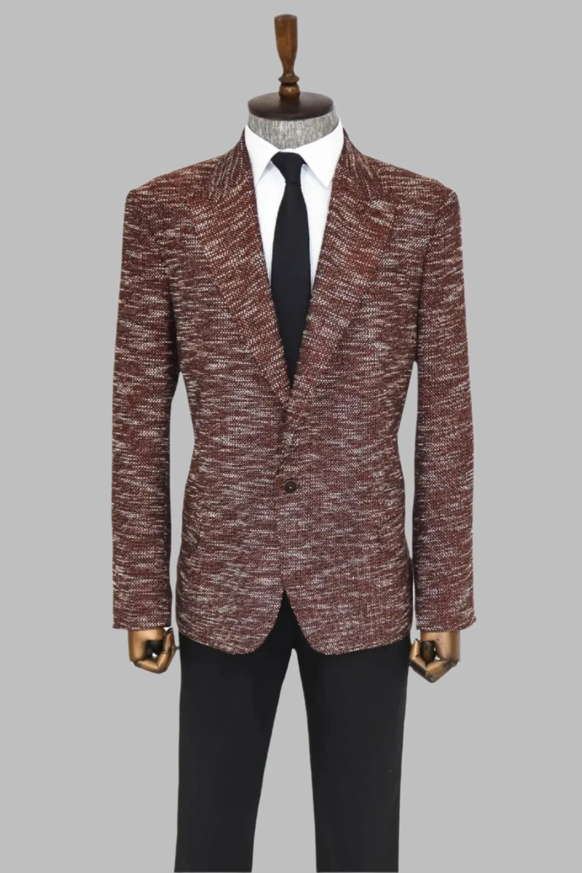 WSS Slim Fit Patterned Sport Brown Men Blazer  - Singen