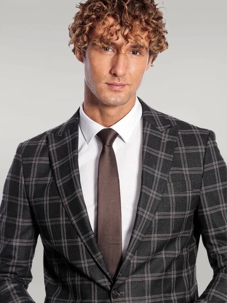 WSS Slim Fit Peak Lapel Black Men Blazer  - Singen