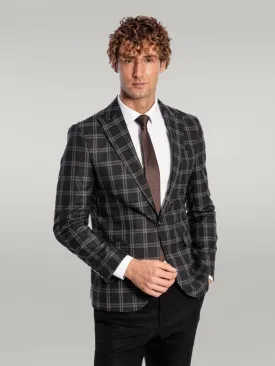 WSS Slim Fit Peak Lapel Black Men Blazer  - Singen