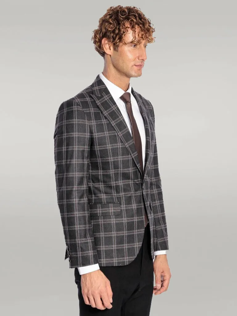 WSS Slim Fit Peak Lapel Black Men Blazer  - Singen