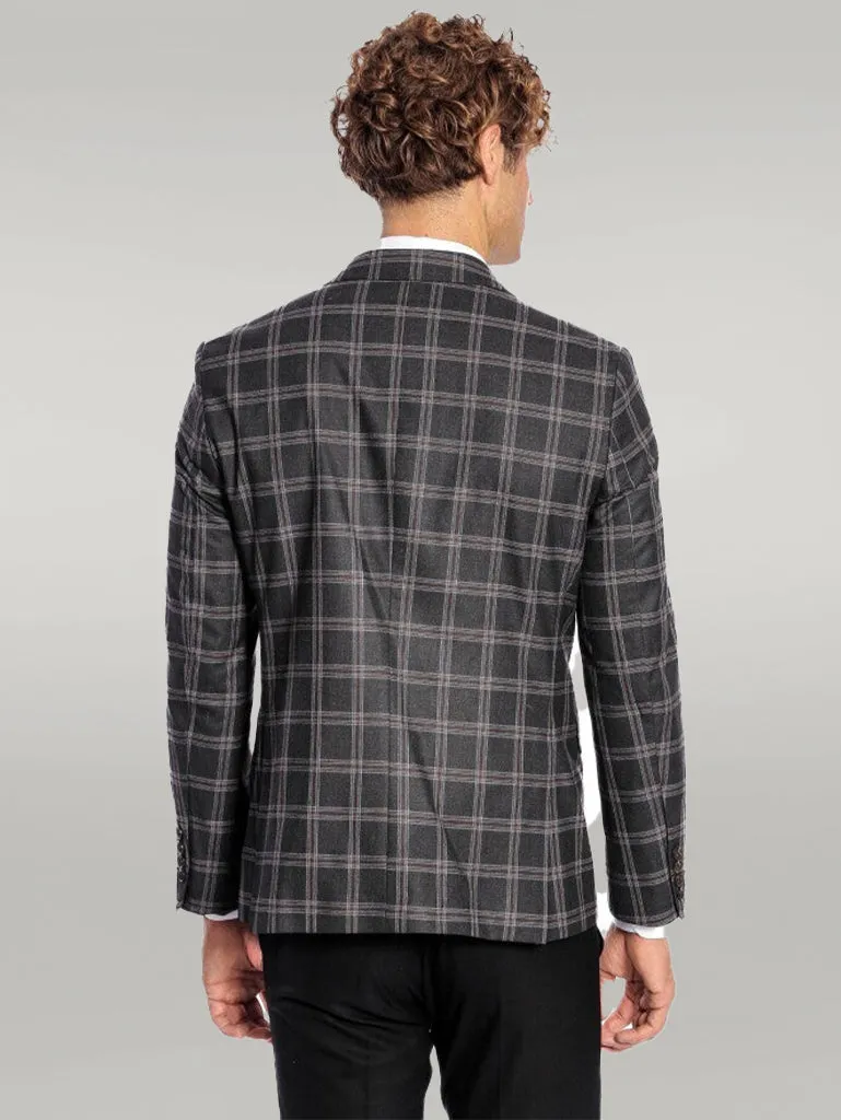 WSS Slim Fit Peak Lapel Black Men Blazer  - Singen