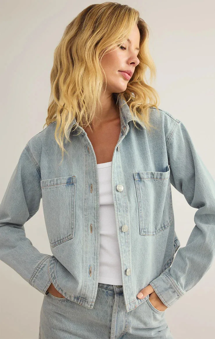 Z Supply | All Day Cropped Denim Jacket Faded Indigo